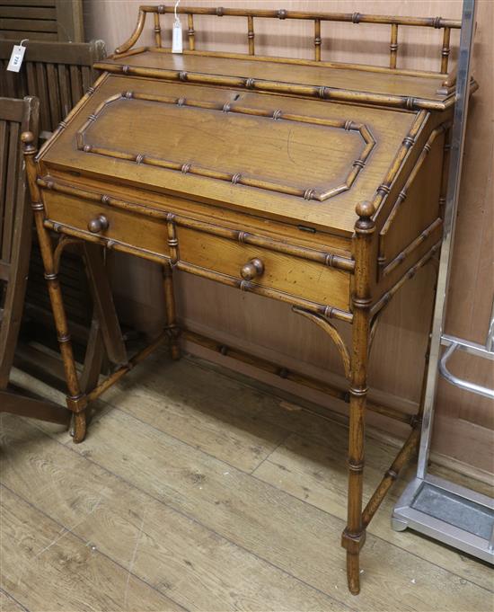 A bamboo and pine bureau W.85cm